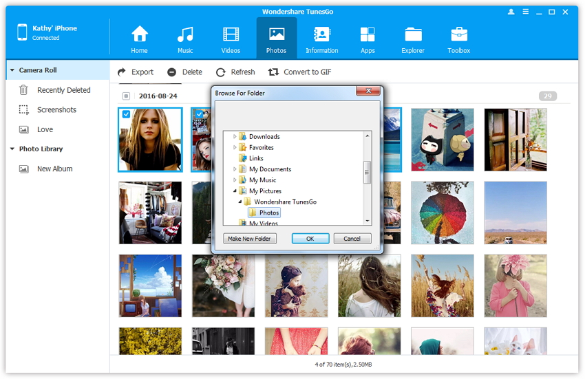 Transfer Photo Library from iPhone to Computer with TunesGo
