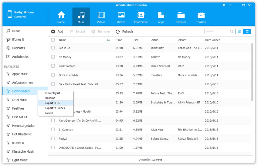 Transferir música do iPhone para iCloud - passo 3 sem o iTunes