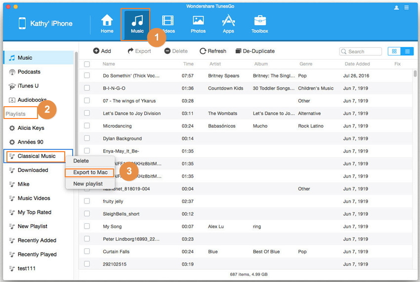 transfer iphone music playlist to mac