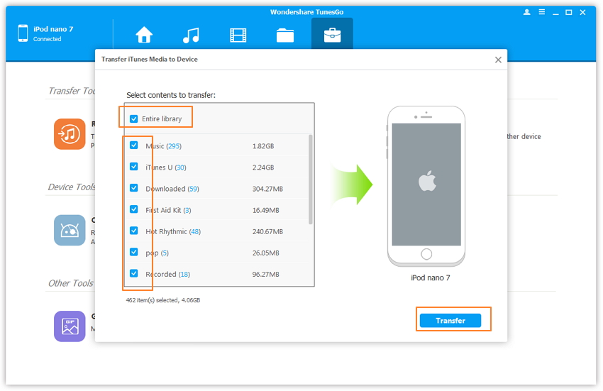 ios transfer - Sync iPod with TunesGo