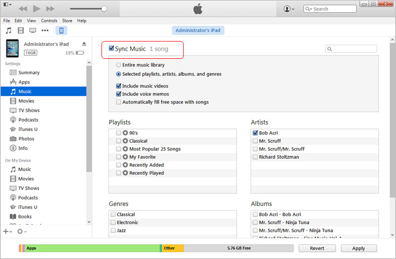 Sincronizzare iPad con iTunes