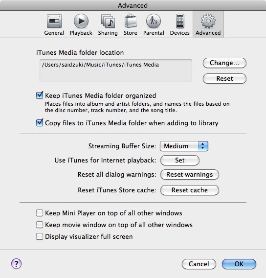 Transfer iTunes music from PC to Mac-advance setting