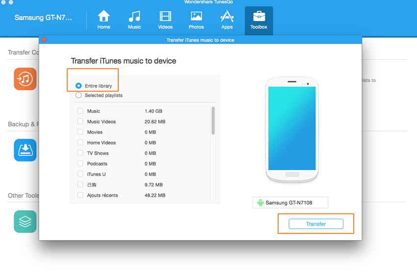 trasferimento da itunes ad android-trasferimento