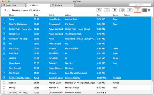 transfer music from iPod to iPhone with AnyTrans 
