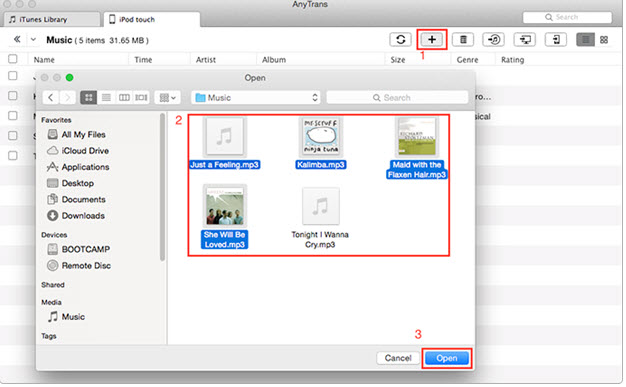 Transferir música do computador para o iPod - passo 3 usando anytrans