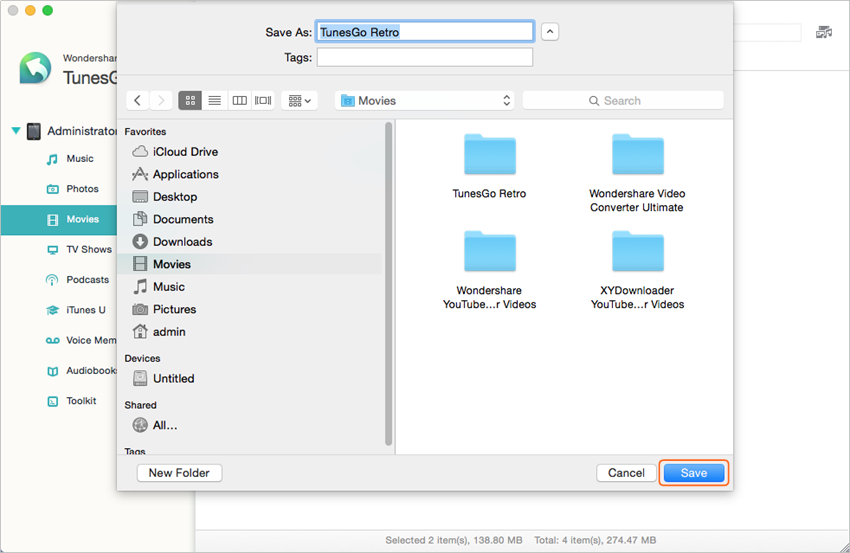 Transferir videos desde el iPad a la Mac con TunesGo - Exporta los vídeos del iPad a la Mac