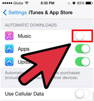 Eliminar canciones de iPhone/iPad/iPod-Desactivado