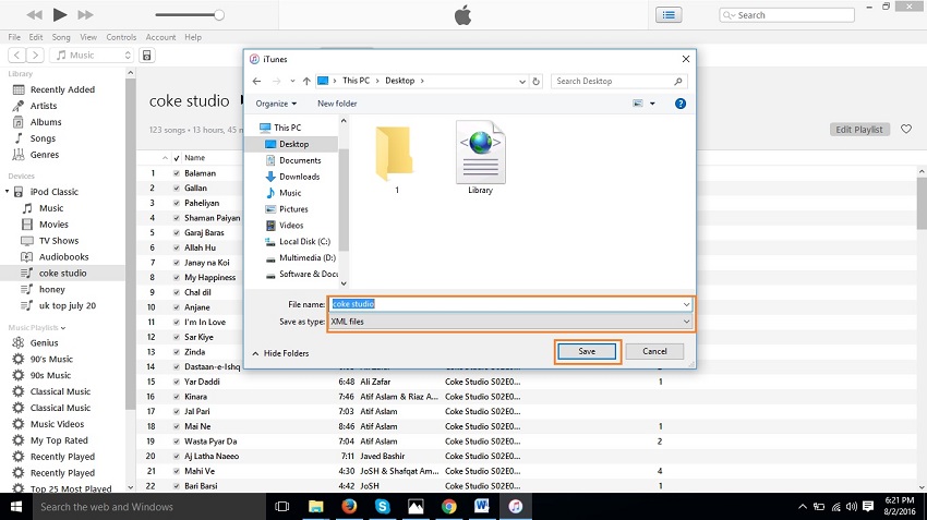 Transfiera las listas de reproducción del iPod a iTunes-Guardar