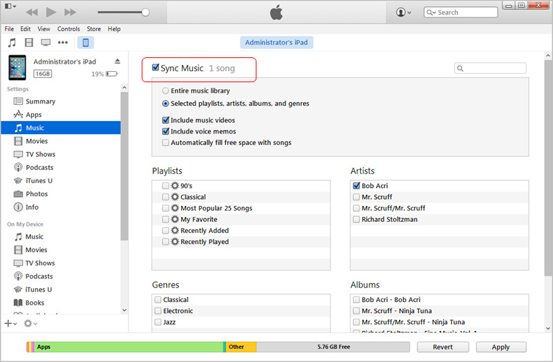 Sincronizar el iPad con iTunes