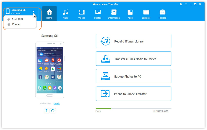 Connect Android Phone to Transfer