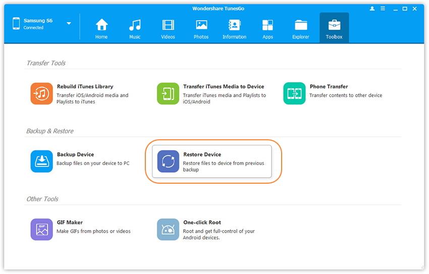 restaurar archivos Android a Samsung Galaxy S8