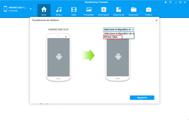 Select the Target Device to Transfer Files