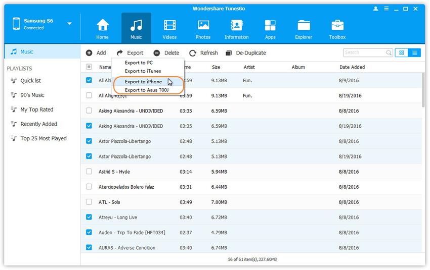 Transfer Music from Phone to Phone