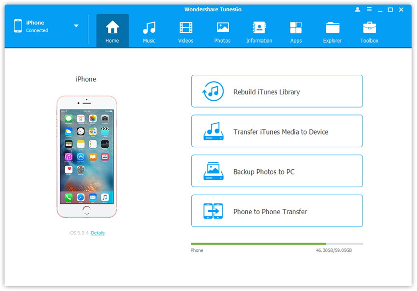 Transferir datos desde el iPhone a HTC paso 1