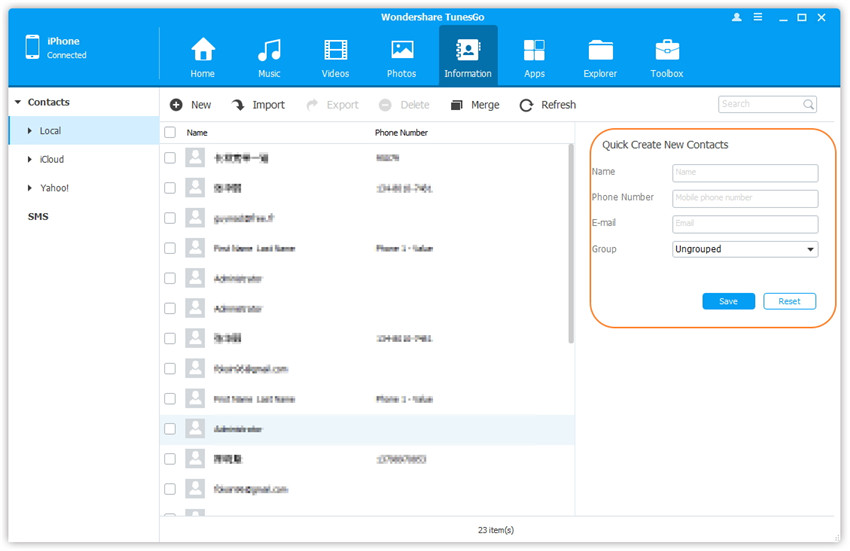 Manage Contacts on iPhone/iPad/iPod touch - Add Contacts on Your iPhone/iPad/iPod touch Directly