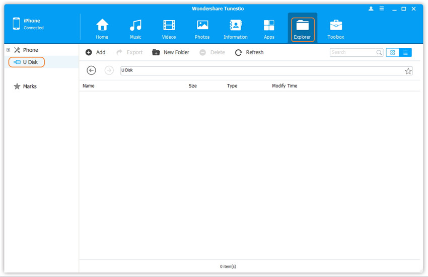 Use Your iDevice as a Flash Drive - go to U Disk interface 