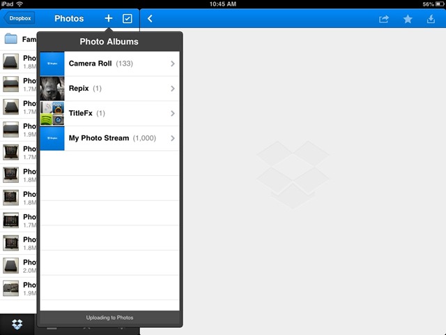 Transférer des photos de l'appareil photo vers iPad - Utiliser Dropbox