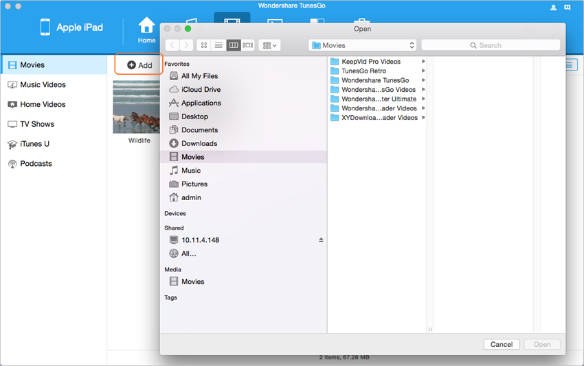 Transférer des vidéos de Mac à iPad avec TunesGo - Transférer des vidéos vers iPad