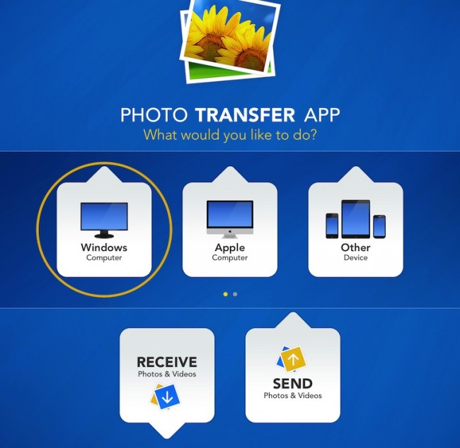 Transférer des photos d'un iPad vers un PC à l'aide de l'application Photo Transfer - Choisir une cible