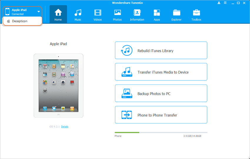 Transférer des photos d'iPod vers iPad en utilisant l'un des programmes de transfert de photos - Connecter iPod et iPad 