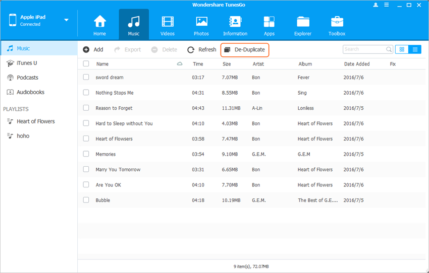 Remove Duplicate Songs on iPad - Delete Duplicate Songs