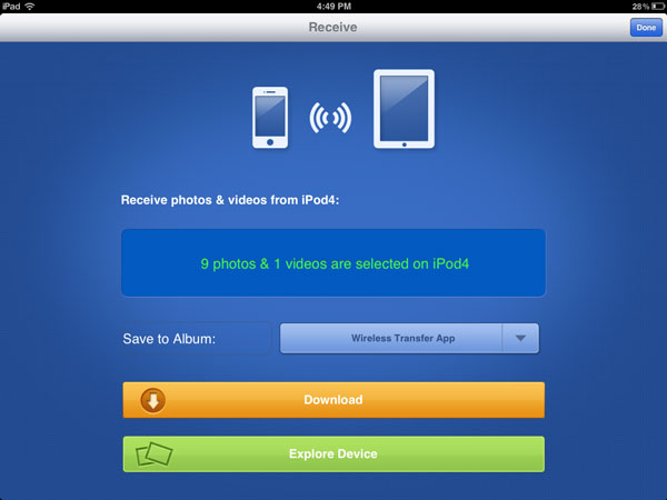 Transférer des photos d'iPod vers iPad via Wifi