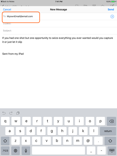 Transfert des notes d'iPad vers l'ordinateur à l'aide d'email - étape 3: choisissez l'option Gmail