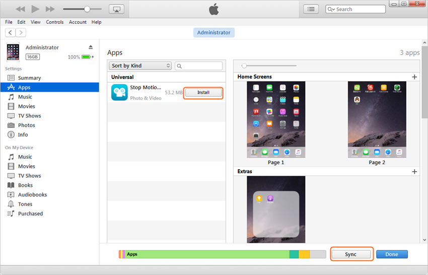 transférer des applications de la bibliothèque iTunes à iPad - Synchroniser les applications vers iPad 