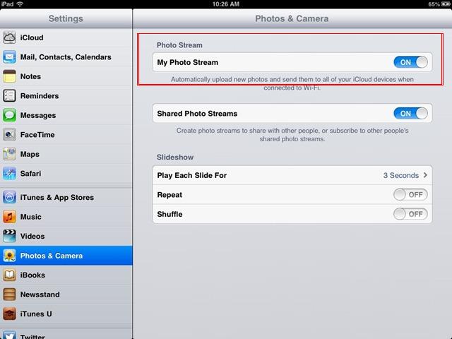 Transférer des photos d'iPhone vers iPad en utilisant Photo Stream