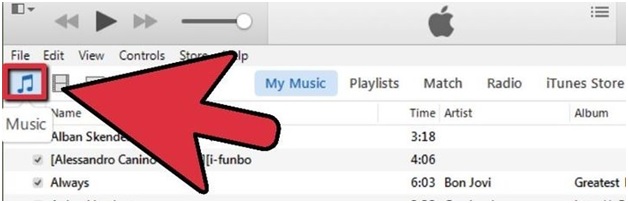Sync Music to iPhone - choose music tab