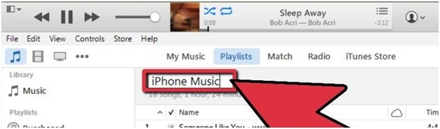 Sync Music to iPhone - nom de la nouvelle playlist