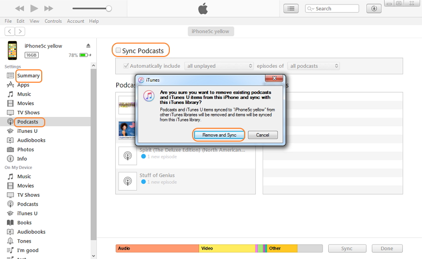 Transfert de podcast d'itunes vers iphone