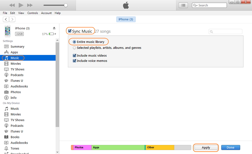 Synchroniser de la musique avec iTunes