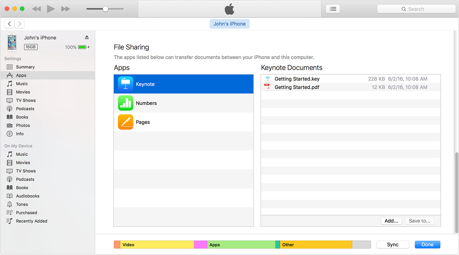itunes file sharing-appareil-apps