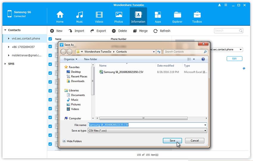 sauvegarder des contacts sur l'ordinateur csv