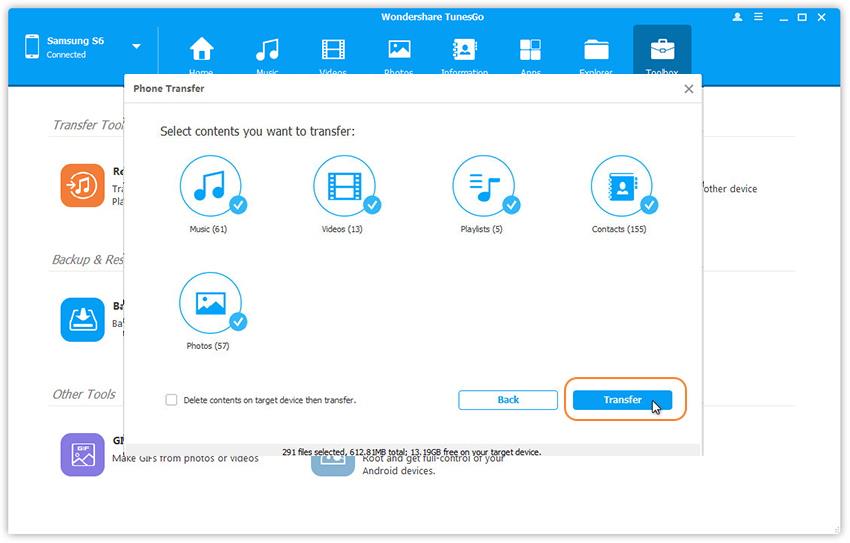 transfert de musique de Samsung Android vers iPhone 7 en un seul clic