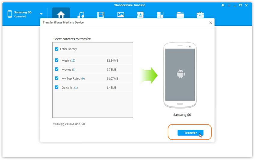 comment transférer la bibliothèque iTunes sur le Samsung Galaxy Note 7