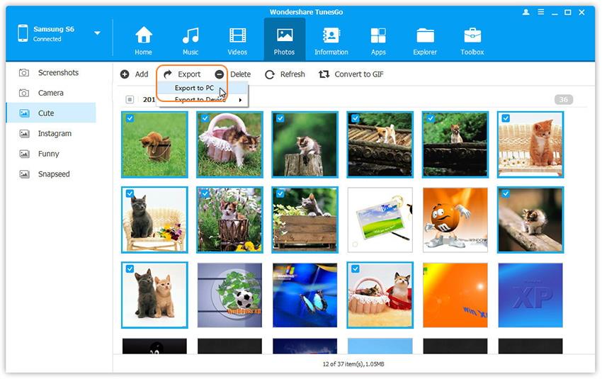 Exporter des photos du Samsung Galaxy Note 7 sur ordinateur