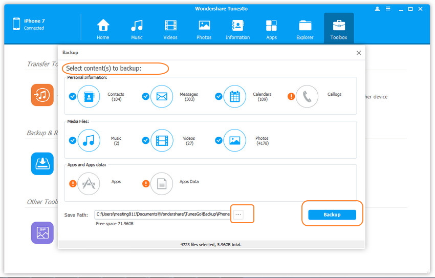 comment sauvegarder iPhone sur PC et transférer sur samsung galaxy s8