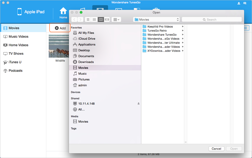 Transfer Videos from Mac to iPad with TunesGo - Transfer Videos to iPad