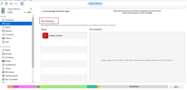 Transferring files from PC to iPhone -  move to File Sharing