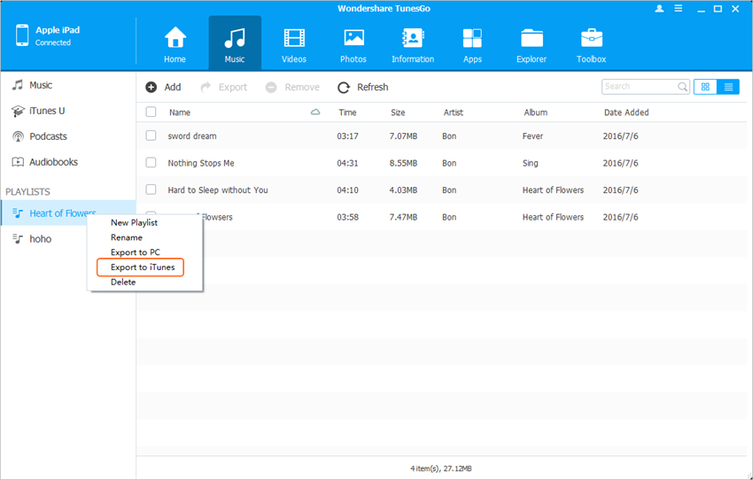 Transfer Other Files from iPad to iTunes - Transfer Playlist from iPad to iTunes