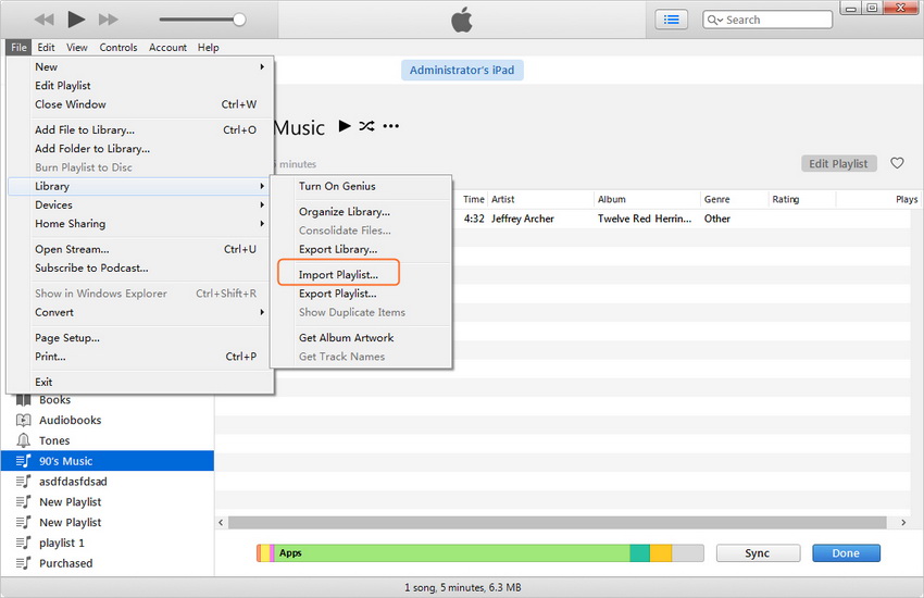 Transfer Playlist from iPad to iTunes with iTunes- step 4: select Playlist under On My Device