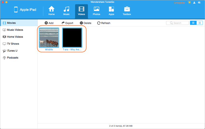 Transfer Files from iPad to Mac with TunesGo - Select Files to Export