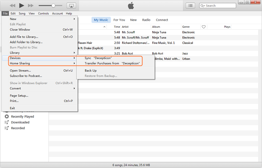 transfer apps from iPhone to iTunes library - Transfer Purchases