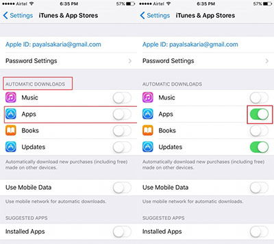 Transfer Apps From iPhone to iPad With iCloud - Apps Off status 