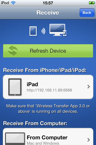 Transfer Photos from iPad to iPhone - using mobile app step 3-1