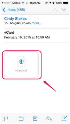 come vcf aperto su iphone o ipad