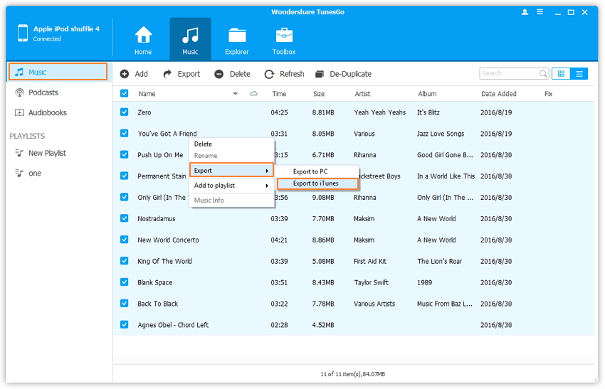 trasferire musica da ipod shuffle a itunes con tunesgo