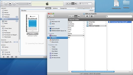 Transfer PDF Files from PC to iPad with iTunes- step 5: drag and drop PDF into iTunes Book library